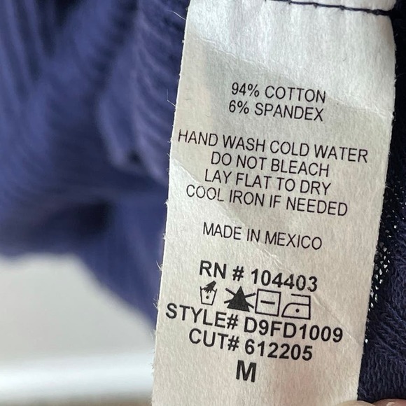 Ribbed Babydoll Tunic Faux Button Front Navy Blue Casual Dress Womens Medium - Picture 7 of 7